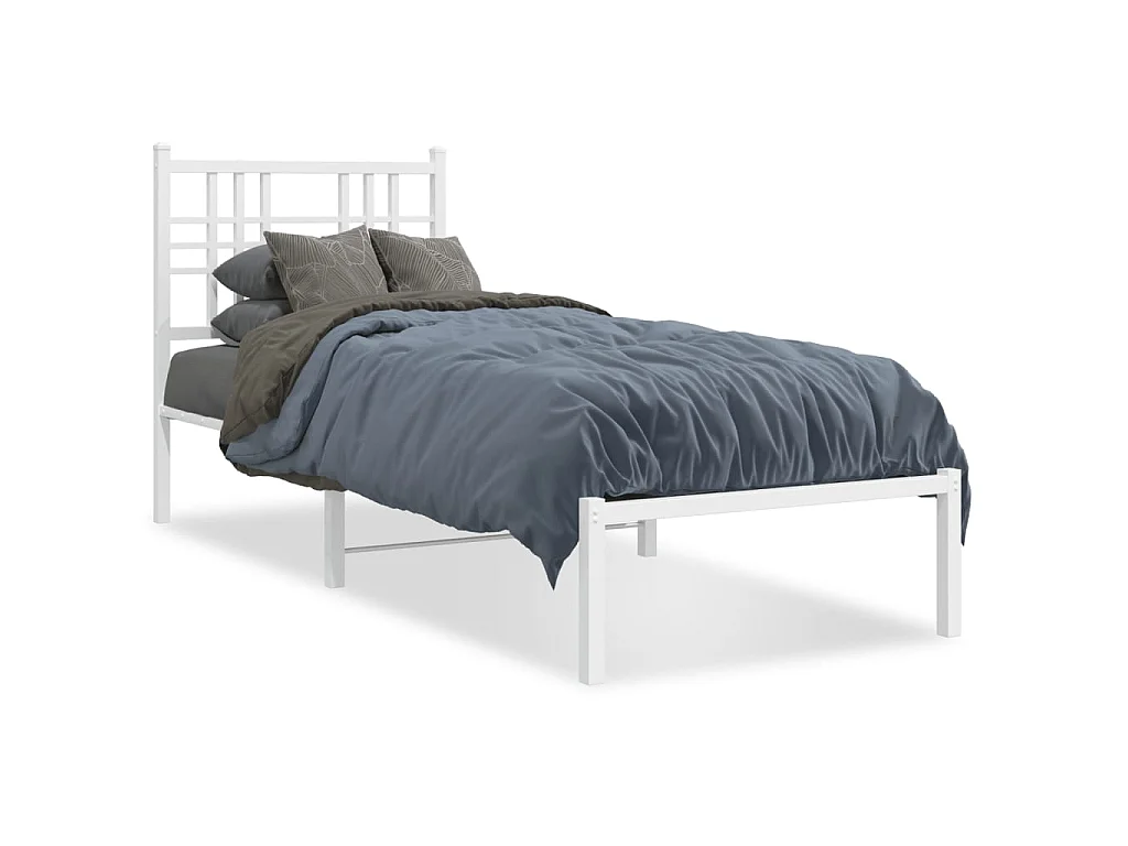 Bedframe met hoofdbord zonder matras metaal wit 75x190 cm