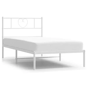Bedframe met hoofdbord zonder matras metaal wit 75×190 cm Bedframe met hoofdbord zonder matras metaal wit 75×190 cm