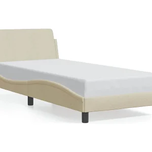 Bedframe met hoofdeinde zonder matras 80×200 cm stof crème