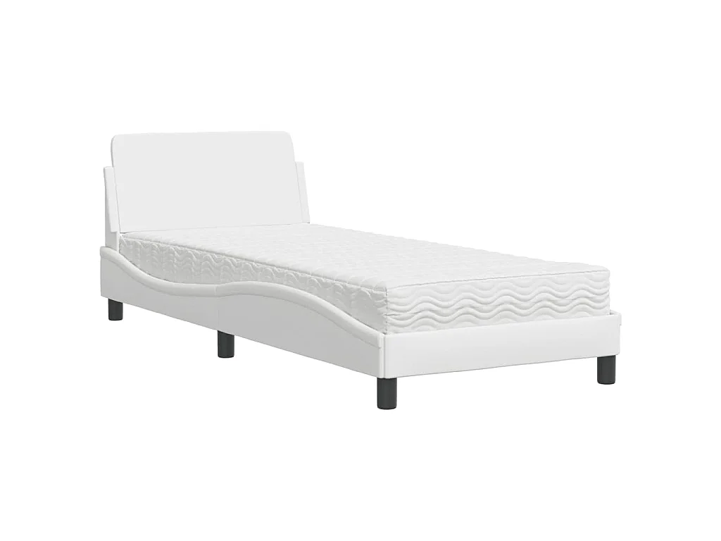 Bed met matras kunstleer wit 80x200 cm