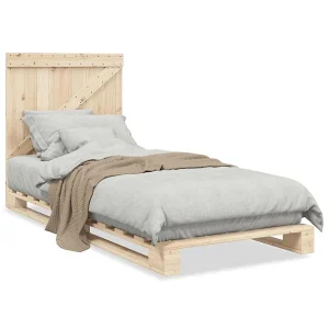 Bedframe met hoofdbord massief grenenhout 90×200 cm Bedframe met hoofdbord massief grenenhout 90×200 cm