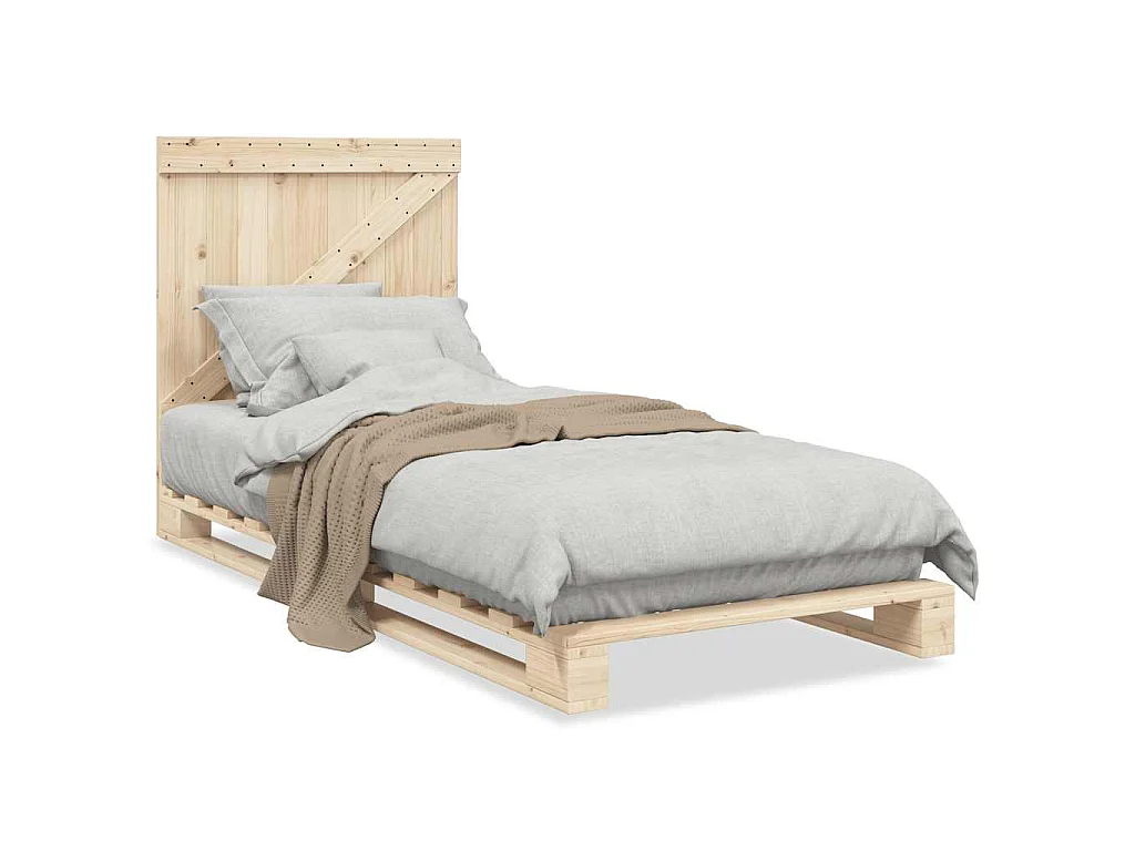 Bedframe met hoofdbord massief grenenhout 90x200 cm