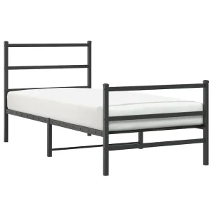 Bedframe met hoofd- en voeteneinde metaal zwart 90×200 cm