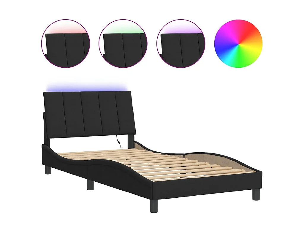 Bedframe met LED-verlichting fluweel zwart 100x200 cm
