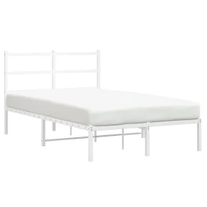 Bedframe met hoofdbord metaal wit 120×190 cm Bedframe met hoofdbord metaal wit 120×190 cm