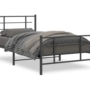 Bedframe met hoofd- en voeteneinde metaal zwart 107×203 cm Bedframe met hoofd- en voeteneinde metaal zwart 107×203 cm