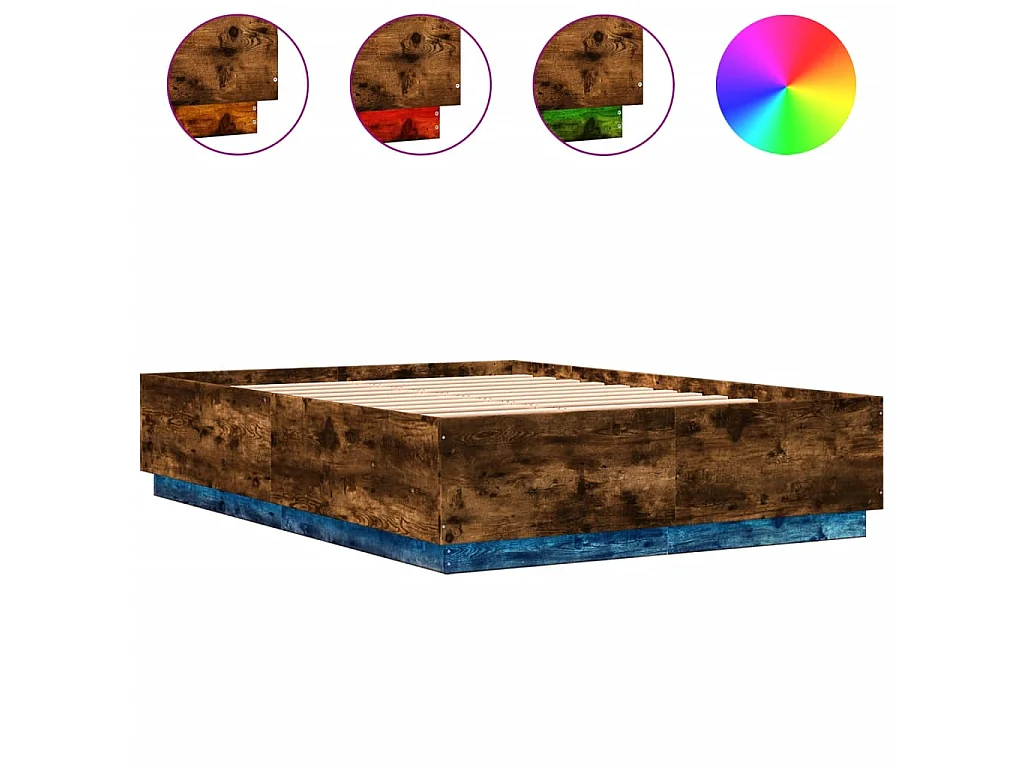 Bedframe met LED-verlichting gerookt eikenkleurig 150x200 cm