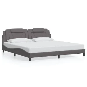 Bedframe "Viana" zonder matras kunstleer grijs 200×200 cm