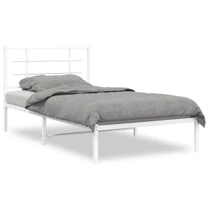 Bedframe met hoofdbord metaal wit 100×190 cm Bedframe met hoofdbord metaal wit 100×190 cm