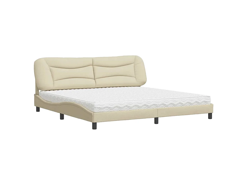 Bed met matras "Hvar" stof crèmekleurig 200x200 cm