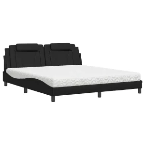 Bed met matras kunstleer zwart 180×200 cm Bed met matras kunstleer zwart 180×200 cm