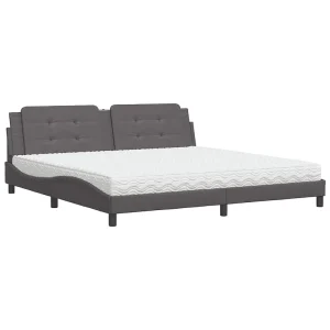 Bed met matras kunstleer grijs 200×200 cm
