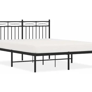 Bedframe met hoofdbord metaal zwart 135×190 cm Bedframe met hoofdbord metaal zwart 135×190 cm