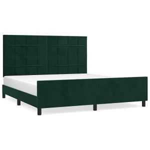 Bedframe met hoofdeinde fluweel donkergroen 180×200 cm Bedframe met hoofdeinde fluweel donkergroen 180×200 cm