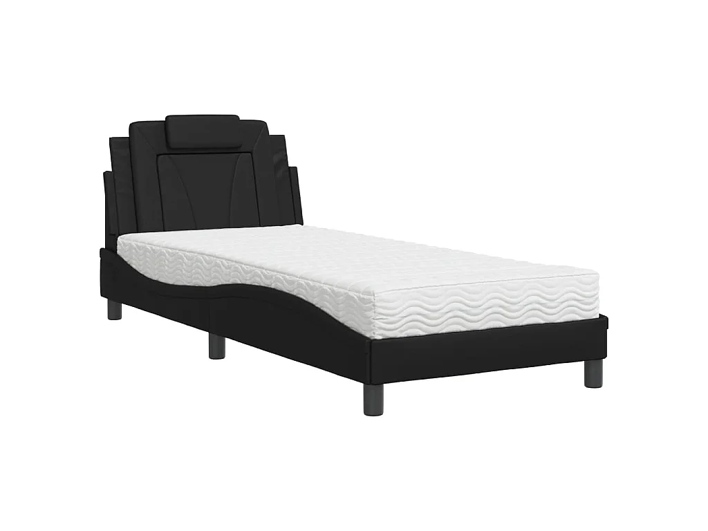 Bed met matras kunstleer zwart 80x200 cm
