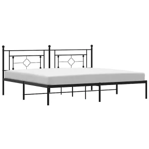 Bedframe met hoofdbord metaal zwart 193×203 cm Bedframe met hoofdbord metaal zwart 193×203 cm