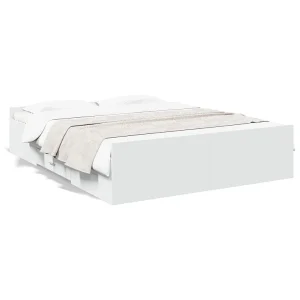 Bedframe met lades bewerkt hout wit 150×200 cm Bedframe met lades bewerkt hout wit 150×200 cm