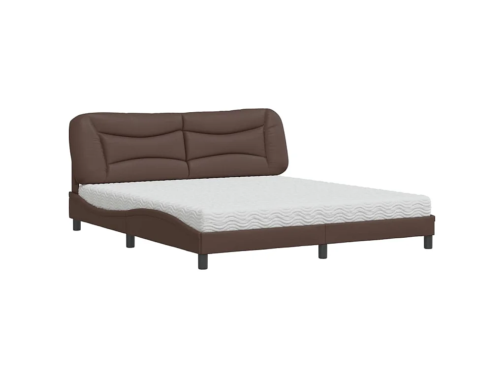Bed met matras kunstleer bruin 180x200 cm