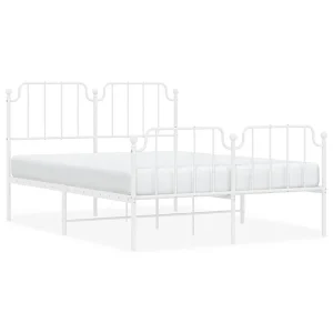 Bedframe met hoofd- en voeteneinde metaal wit 150×200 cm Bedframe met hoofd- en voeteneinde metaal wit 150×200 cm