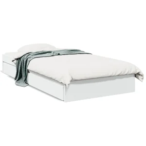 Bedframe met lades bewerkt hout wit 90×200 cm Bedframe met lades bewerkt hout wit 90×200 cm