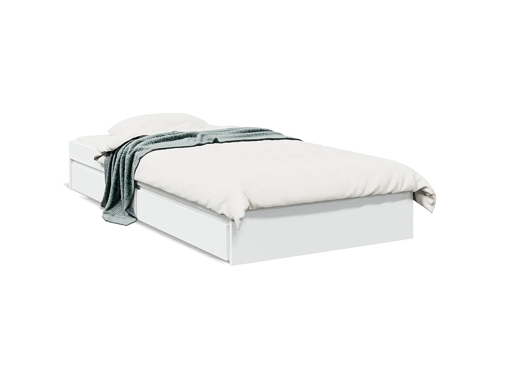 Bedframe met lades bewerkt hout wit 90x200 cm