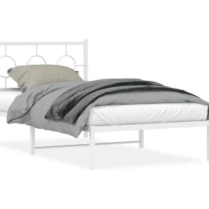 Bedframe met hoofdbord metaal wit 100×200 cm Bedframe met hoofdbord metaal wit 100×200 cm
