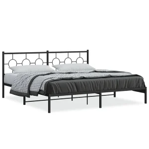 Bedframe met hoofdbord metaal zwart 193×203 cm Bedframe met hoofdbord metaal zwart 193×203 cm