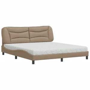 Bed met matras kunstleer cappuccinokleurig 180×200 cm Bed met matras kunstleer cappuccinokleurig 180×200 cm