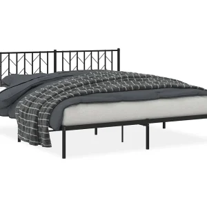Bedframe met hoofdbord metaal zwart 180×200 cm Bedframe met hoofdbord metaal zwart 180×200 cm
