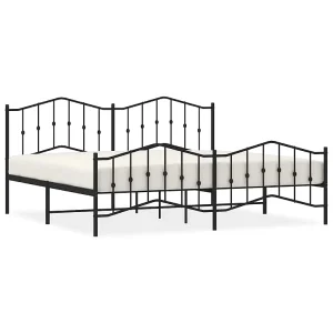 Bedframe met hoofd- en voeteneinde metaal zwart 193×203 cm Bedframe met hoofd- en voeteneinde metaal zwart 193×203 cm