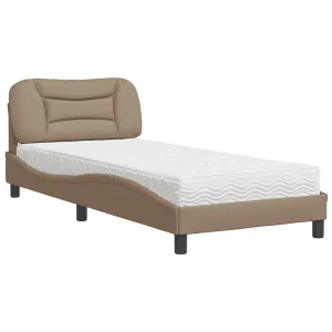 Bed met matras "Hvar" kunstleer cappuccinokleurig 90×200 cm Bed met matras "Hvar" kunstleer cappuccinokleurig 90×200 cm