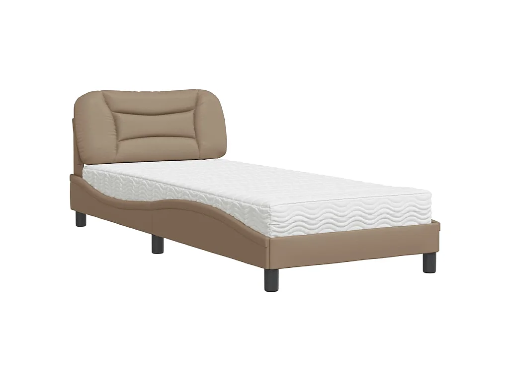 Bed met matras "Hvar" kunstleer cappuccinokleurig 90x200 cm