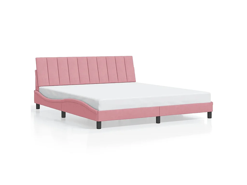 Bedframe zonder matras "Hanko" fluweel roze 180x200 cm