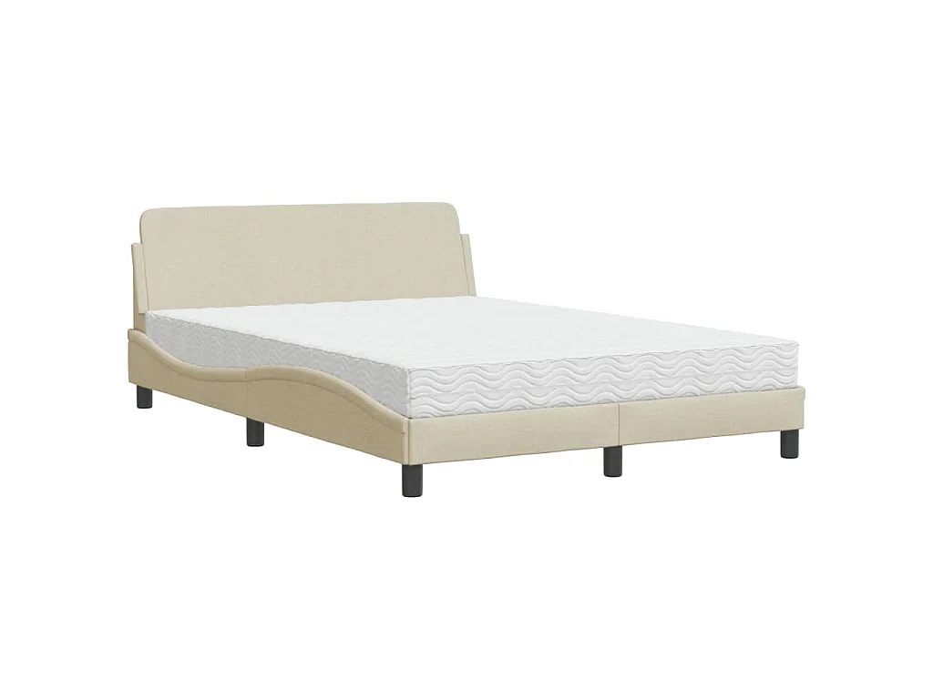 Bed met matras stof crèmekleurig 140x190 cm