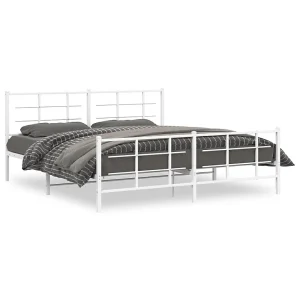 Bedframe met hoofd- en voeteneinde metaal wit 183×213 cm Bedframe met hoofd- en voeteneinde metaal wit 183×213 cm