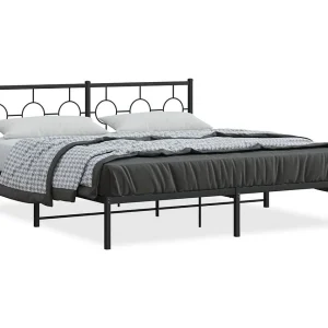 Bedframe met hoofdbord metaal zwart 180×200 cm Bedframe met hoofdbord metaal zwart 180×200 cm