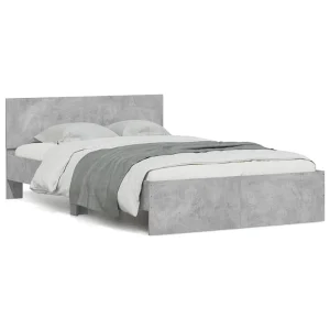 Bedframe met hoofdeinde betongrijs 120×190 cm