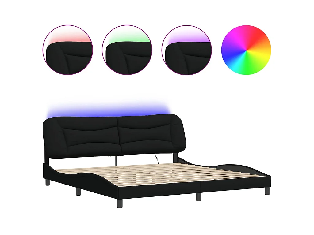 Bedframe met LED zonder matras 200x200 cm stof zwart