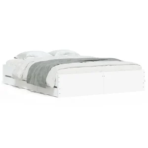Bedframe met lades bewerkt hout wit 140×190 cm Bedframe met lades bewerkt hout wit 140×190 cm