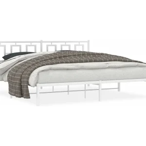 Bedframe met hoofdbord metaal wit 193×203 cm Bedframe met hoofdbord metaal wit 193×203 cm