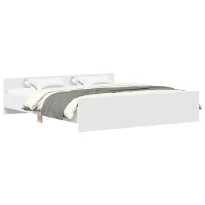 Bedframe met hoofd- en voeteneinde wit 200×200 cm Bedframe met hoofd- en voeteneinde wit 200×200 cm