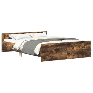Bedframe met hoofd- en voeteneinde gerookt eiken 140×190 cm Bedframe met hoofd- en voeteneinde gerookt eiken 140×190 cm