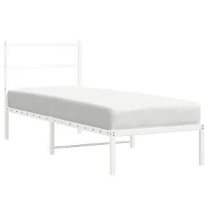 Bedframe met hoofdbord metaal wit 80×200 cm Bedframe met hoofdbord metaal wit 80×200 cm