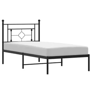 Bedframe met hoofdbord metaal zwart 90×200 cm Bedframe met hoofdbord metaal zwart 90×200 cm
