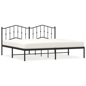 Bedframe met hoofdbord metaal zwart 193×203 cm Bedframe met hoofdbord metaal zwart 193×203 cm