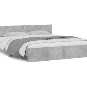 Bedframe met hoofdeinde betongrijs 160×200 cm