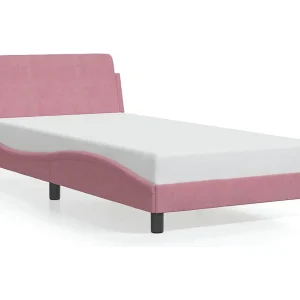 Bedframe met hoofdeinde "Dover" 100×200 cm fluweel roze Bedframe met hoofdeinde "Dover" 100×200 cm fluweel roze