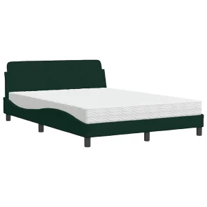 Bed met matras "Dover" fluweel donkergroen 140×190 cm