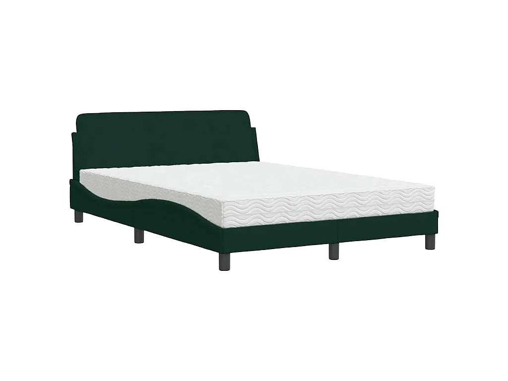Bed met matras "Dover" fluweel donkergroen 140x190 cm