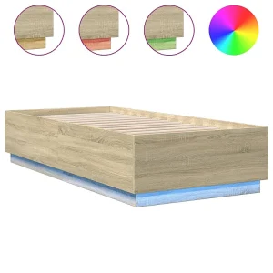 Bedframe met LED-verlichting sonoma eikenkleurig 90×200 cm Bedframe met LED-verlichting sonoma eikenkleurig 90×200 cm